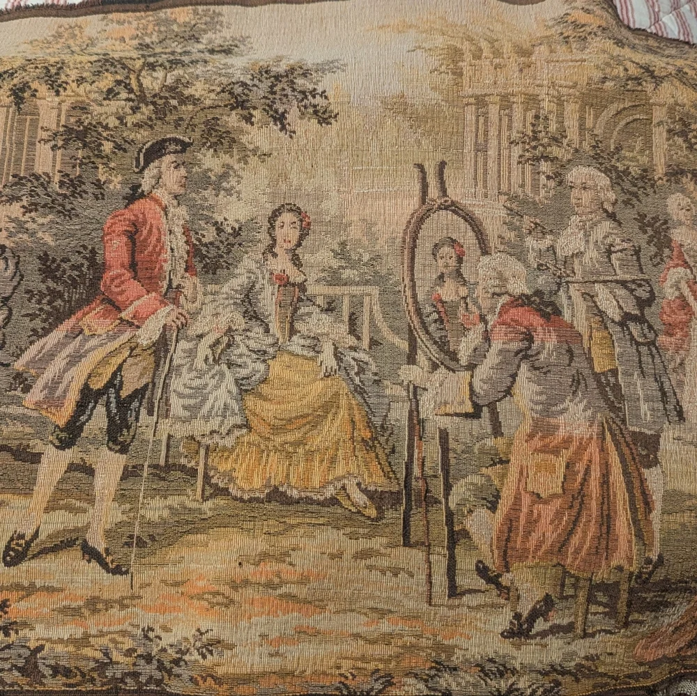 Vintage French tapestry style wall hanging 53” x 17” Victorian style